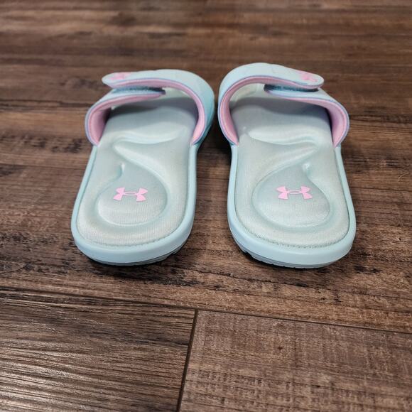 Under Armour Ignite IX women's size 7 blue and pink slides Pre-owned SH2 - Picture 5 of 8